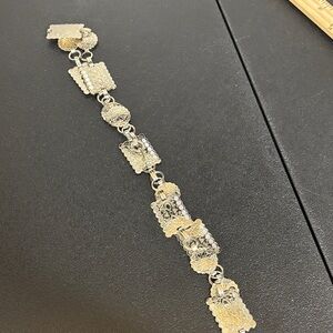 Western Boho Square Circle Concho Lightweight Silver Belt